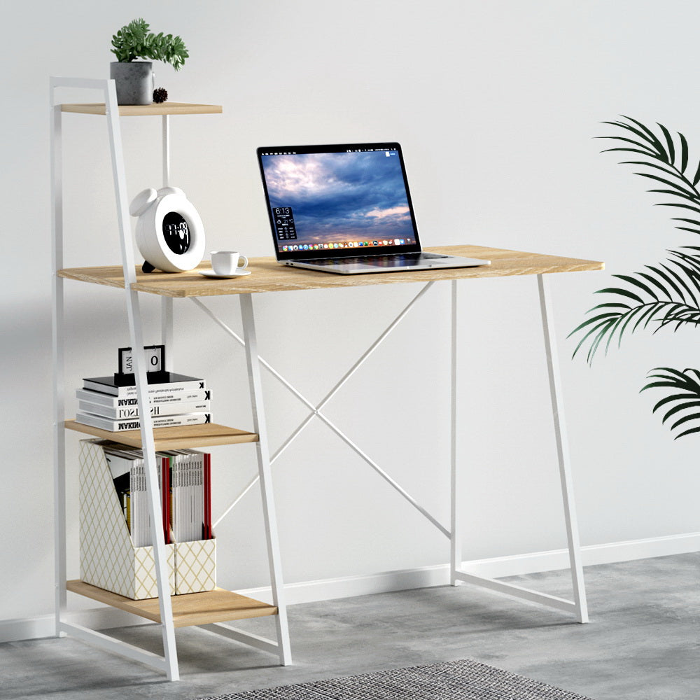 Artiss Computer Desk Bookshelf Storage Oak 100CM - Cosy Abode