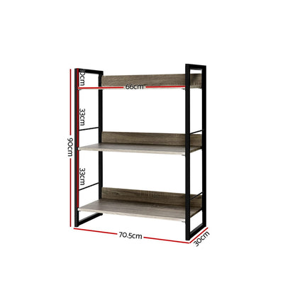 Artiss Bookshelf 3 Tiers - NOE Black and Oak - Cosy Abode