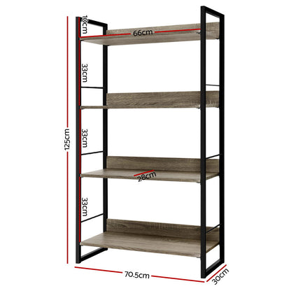 Artiss Bookshelf 4 Tiers - NOE Black and Oak - Cosy Abode
