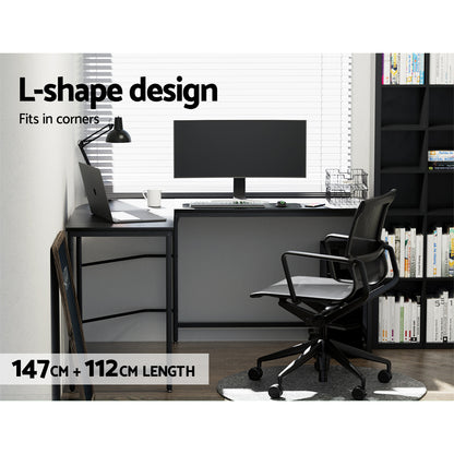 Artiss Computer Desk L-Shape CPU Stand Black 147CM - Cosy Abode