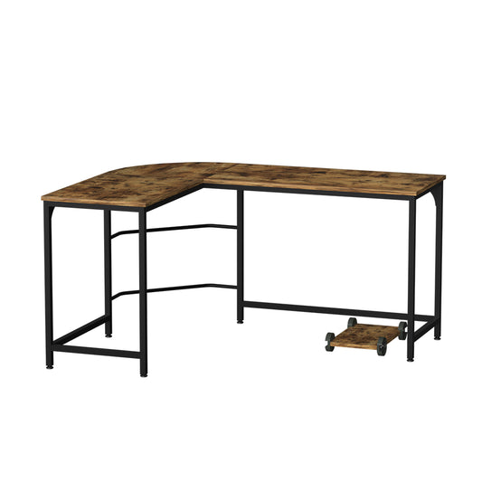 Artiss Computer Desk L-Shape CPU Stand Brown 147CM - Cosy Abode