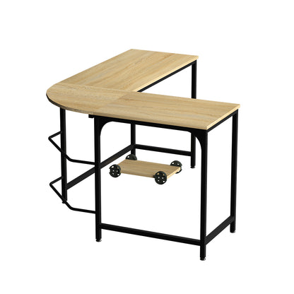 Artiss Computer Desk L-Shape CPU Stand Oak 147CM - Cosy Abode