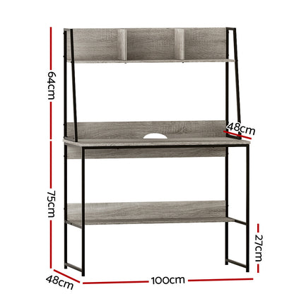 Artiss Laptop Desk & Bookshelf Storage Unit Grey 100CM - Cosy Abode