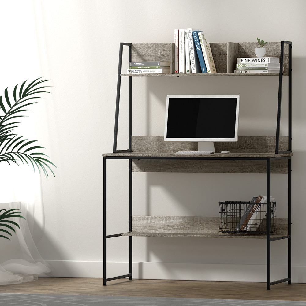 Artiss Laptop Desk & Bookshelf Storage Unit Grey 100CM - Cosy Abode