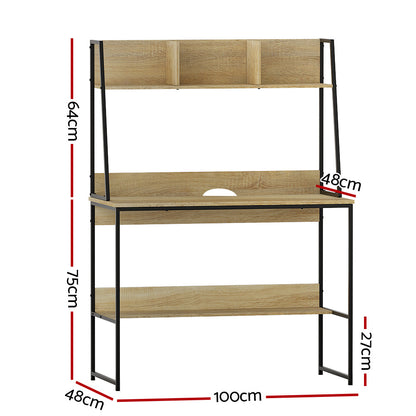 Artiss Computer Desk Bookshelf Storage 100CM Oak - Cosy Abode