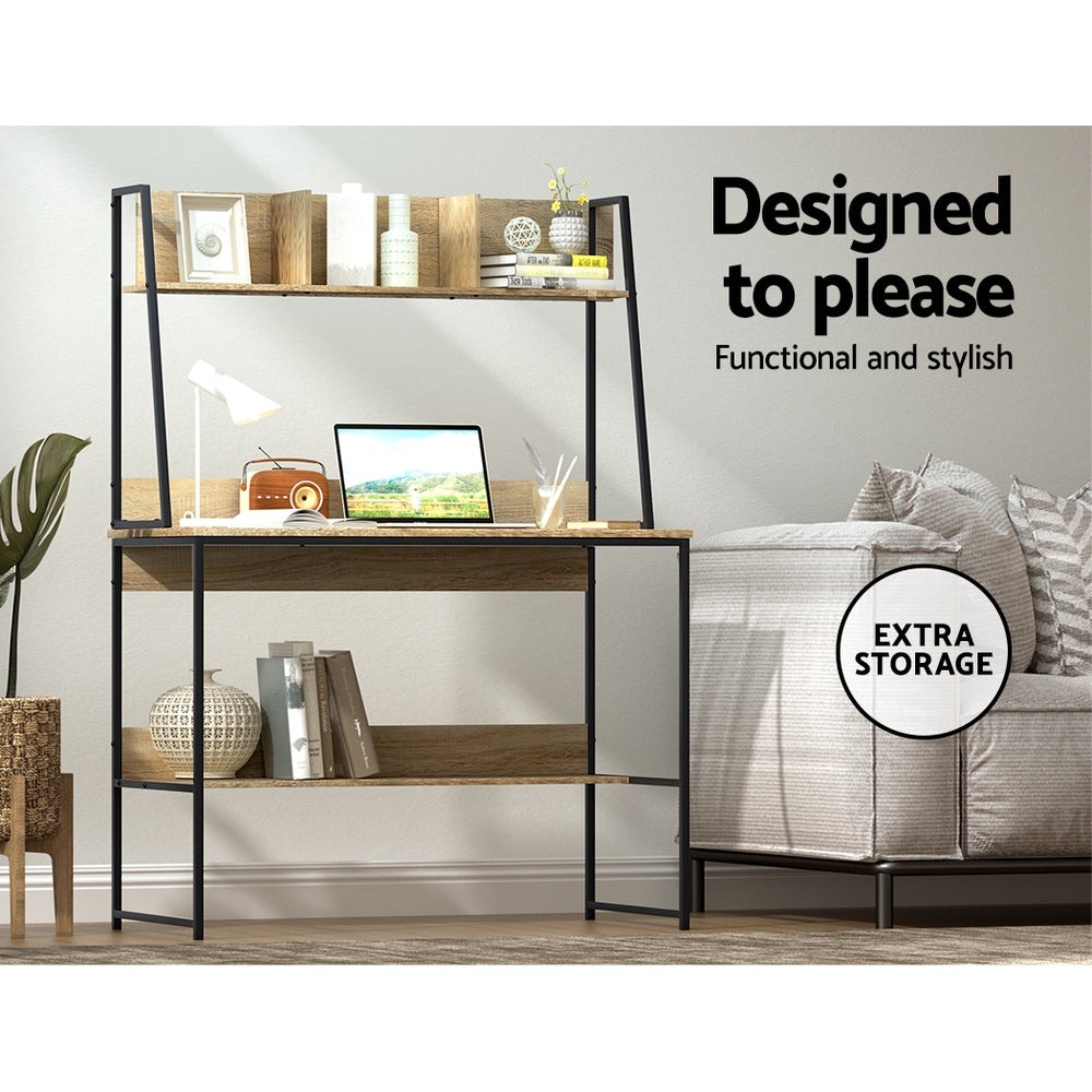 Artiss Computer Desk Bookshelf Storage 100CM Oak - Cosy Abode