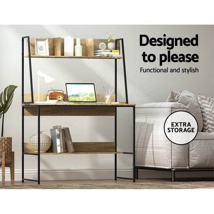 Artiss Computer Desk Bookshelf Storage 100CM Oak - Cosy Abode