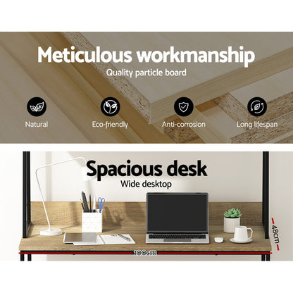 Artiss Computer Desk Bookshelf Storage 100CM Oak - Cosy Abode