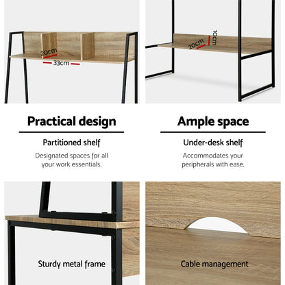 Artiss Computer Desk Bookshelf Storage 100CM Oak - Cosy Abode