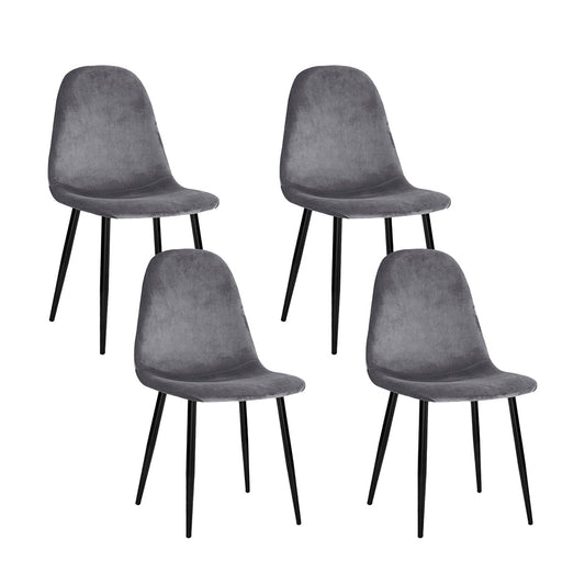 Artiss Dining Chairs Set of 4 Velvet Curved Slope Grey - Cosy Abode
