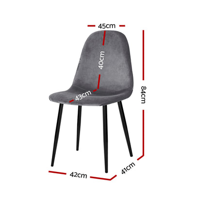 Artiss Dining Chairs Set of 4 Velvet Curved Slope Grey - Cosy Abode
