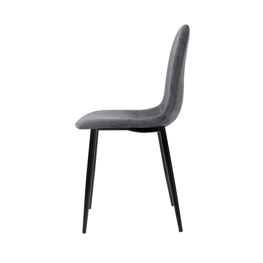 Artiss Dining Chairs Set of 4 Velvet Curved Slope Grey - Cosy Abode