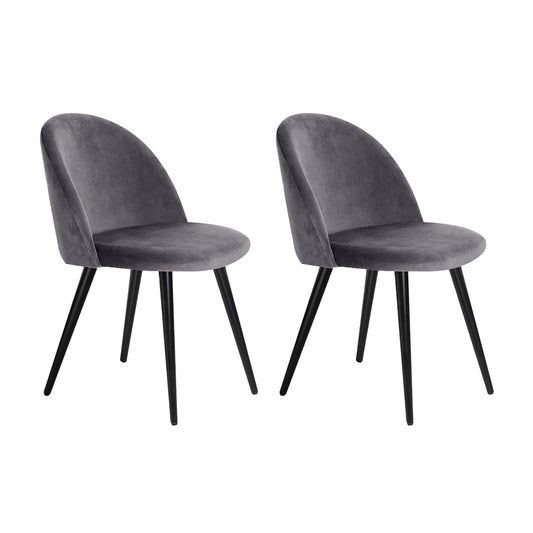 Artiss Dining Chairs Set of 2 Velvet Solid Curved Dark Grey - Cosy Abode