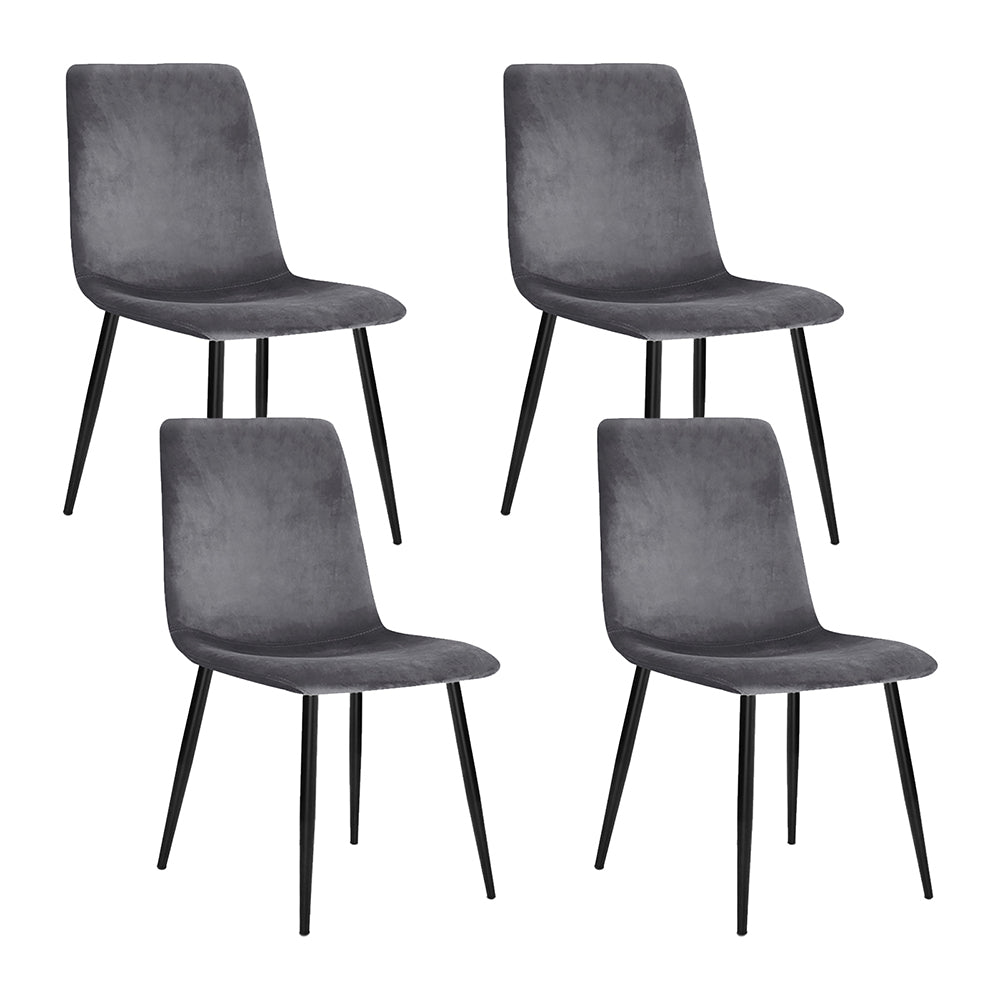 Artiss Dining Chairs Set of 4 Velvet Horizontal Slope Grey - Cosy Abode