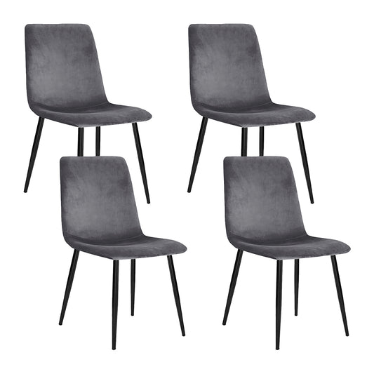 Artiss Dining Chairs Set of 4 Velvet Horizontal Slope Grey - Cosy Abode