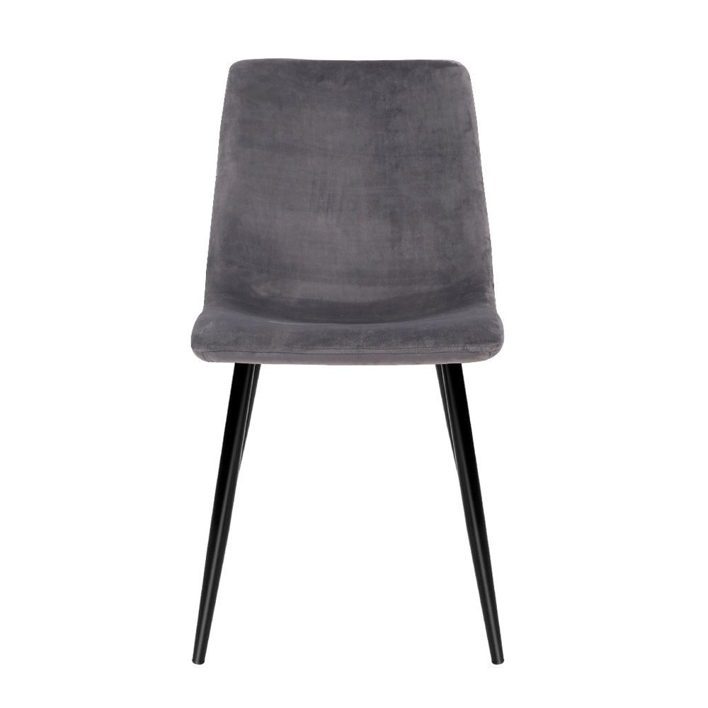 Artiss Dining Chairs Set of 4 Velvet Horizontal Slope Grey - Cosy Abode