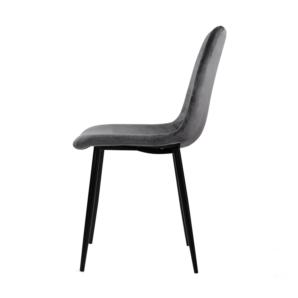 Artiss Dining Chairs Set of 4 Velvet Horizontal Slope Grey - Cosy Abode