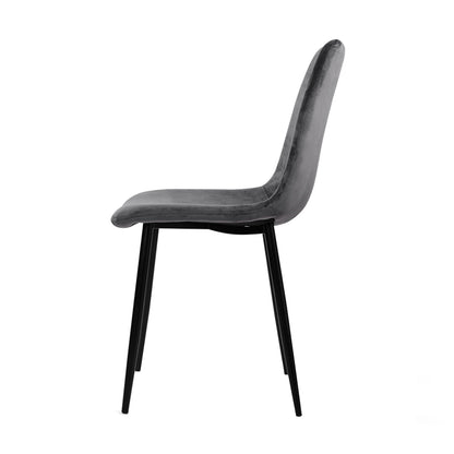 Artiss Dining Chairs Set of 4 Velvet Horizontal Slope Grey - Cosy Abode
