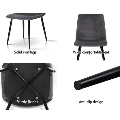 Artiss Dining Chairs Set of 4 Velvet Horizontal Slope Grey - Cosy Abode