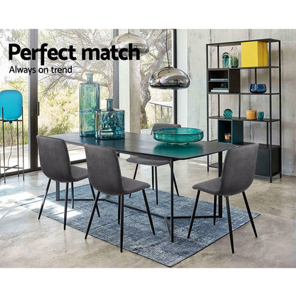 Artiss Dining Chairs Set of 4 Velvet Horizontal Slope Grey - Cosy Abode