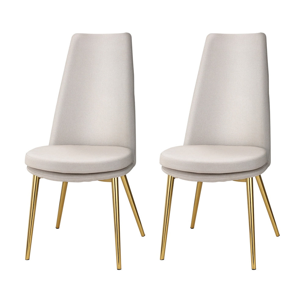 Artiss Dining Chairs Set of 2 Linen Fabric High Back Beige - Cosy Abode