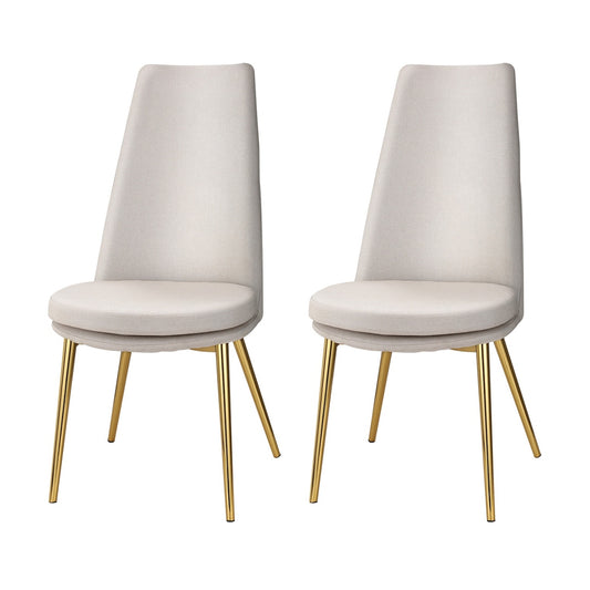 Artiss Dining Chairs Set of 2 Linen Fabric High Back Beige - Cosy Abode