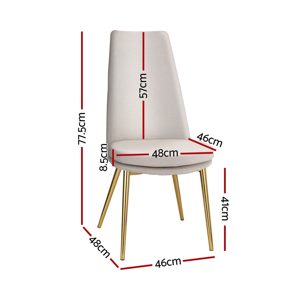 Artiss Dining Chairs Set of 2 Linen Fabric High Back Beige - Cosy Abode