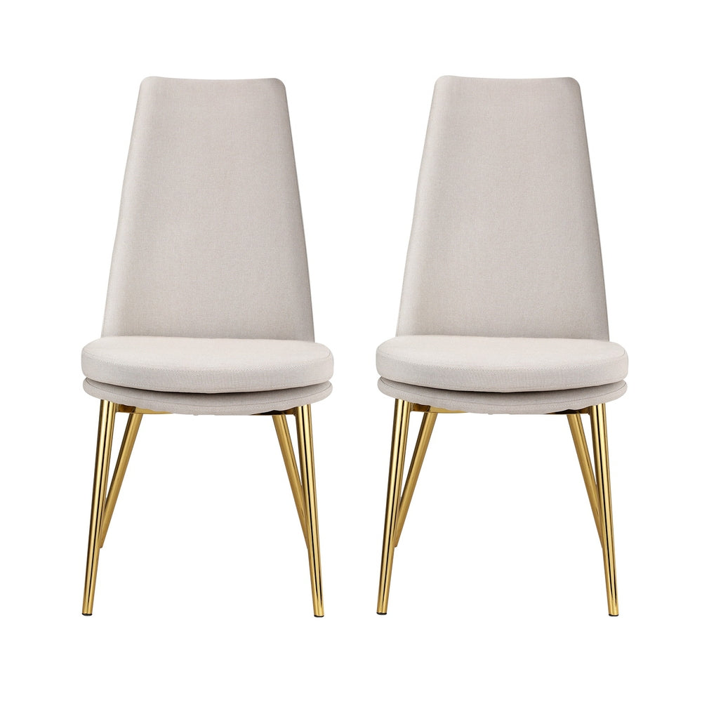 Artiss Dining Chairs Set of 2 Linen Fabric High Back Beige - Cosy Abode