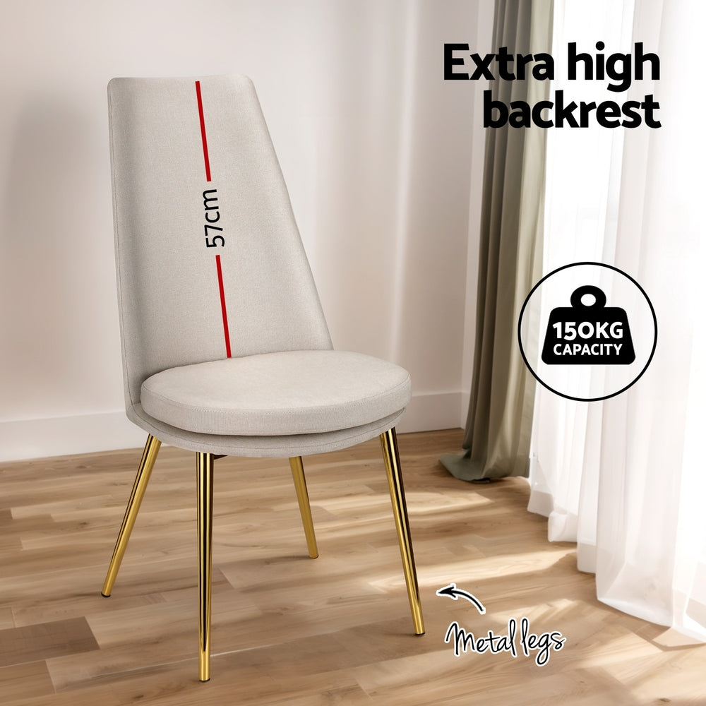 Artiss Dining Chairs Set of 2 Linen Fabric High Back Beige - Cosy Abode