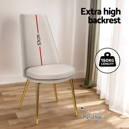 Artiss Dining Chairs Set of 2 Linen Fabric High Back Beige - Cosy Abode