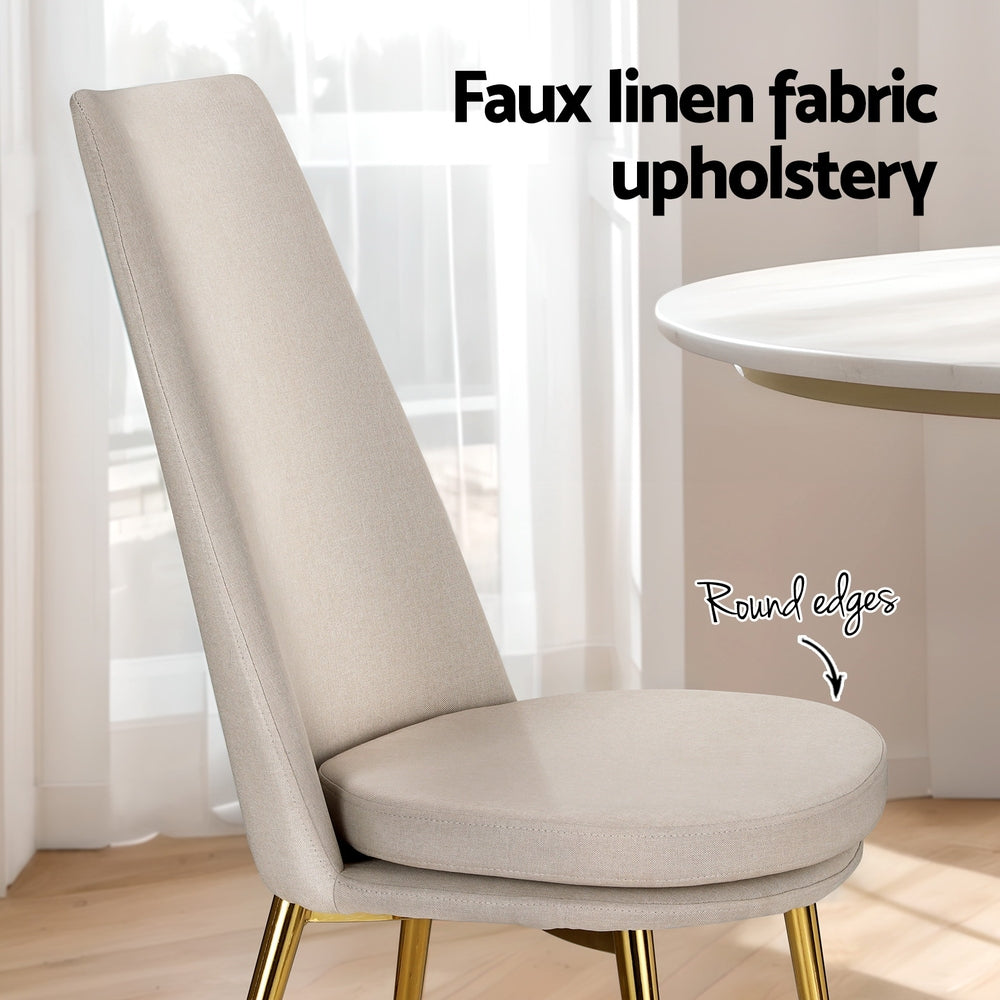 Artiss Dining Chairs Set of 2 Linen Fabric High Back Beige - Cosy Abode