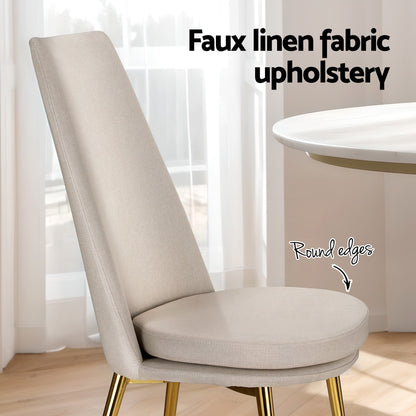 Artiss Dining Chairs Set of 2 Linen Fabric High Back Beige - Cosy Abode