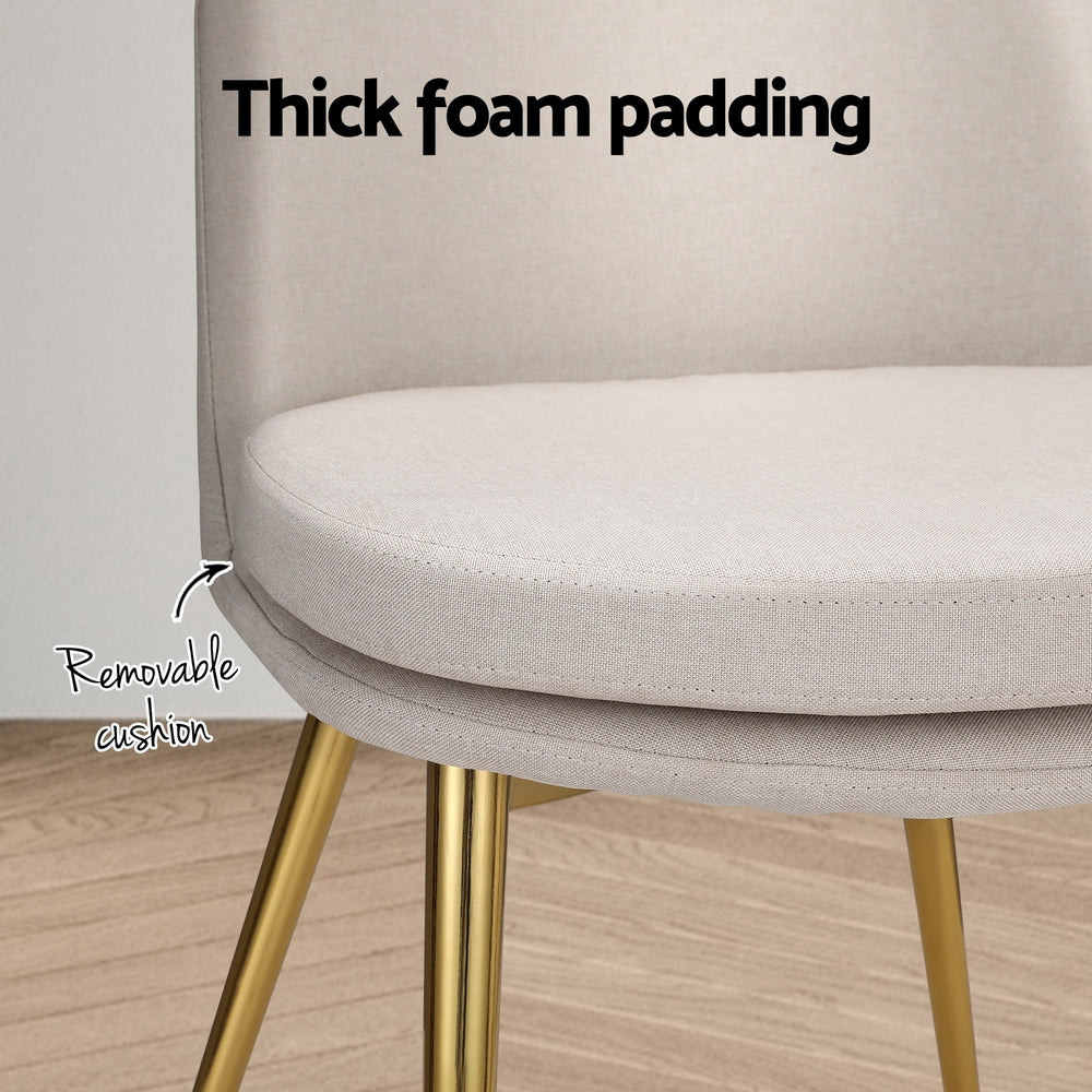 Artiss Dining Chairs Set of 2 Linen Fabric High Back Beige - Cosy Abode
