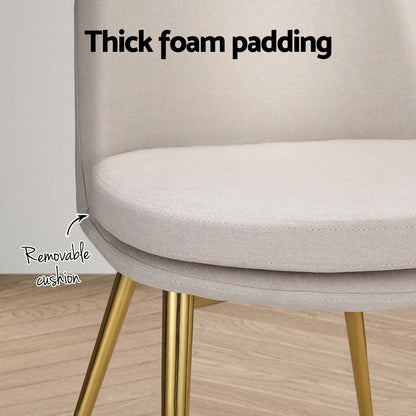 Artiss Dining Chairs Set of 2 Linen Fabric High Back Beige - Cosy Abode
