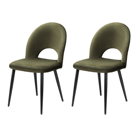 Artiss Dining Chairs Set of 2 Velvet Hollow Green - Cosy Abode
