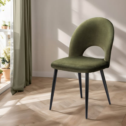 Artiss Dining Chairs Set of 2 Velvet Hollow Green - Cosy Abode