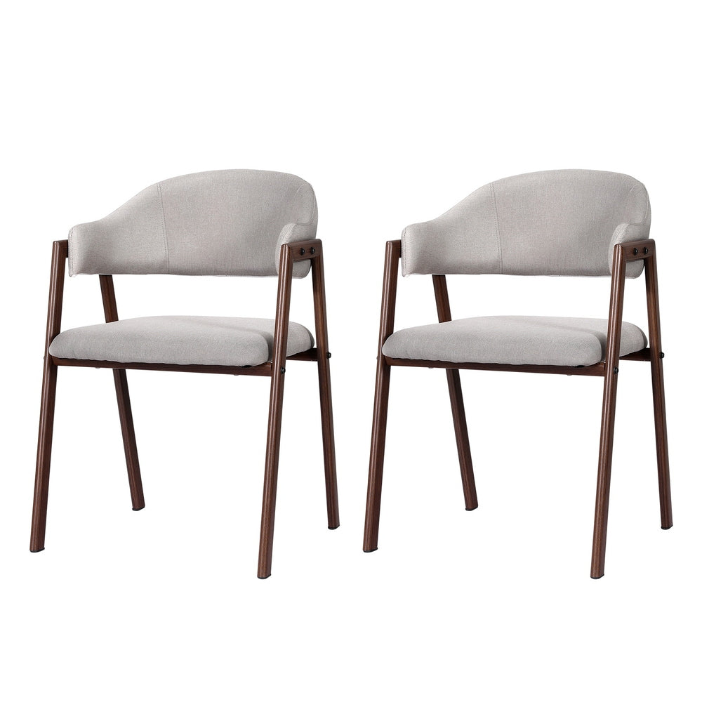 Artiss Dining Chairs Set of 2 Linen Hollow Armchair Grey - Cosy Abode