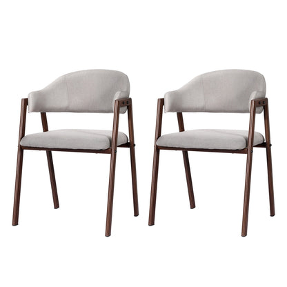 Artiss Dining Chairs Set of 2 Linen Hollow Armchair Grey - Cosy Abode