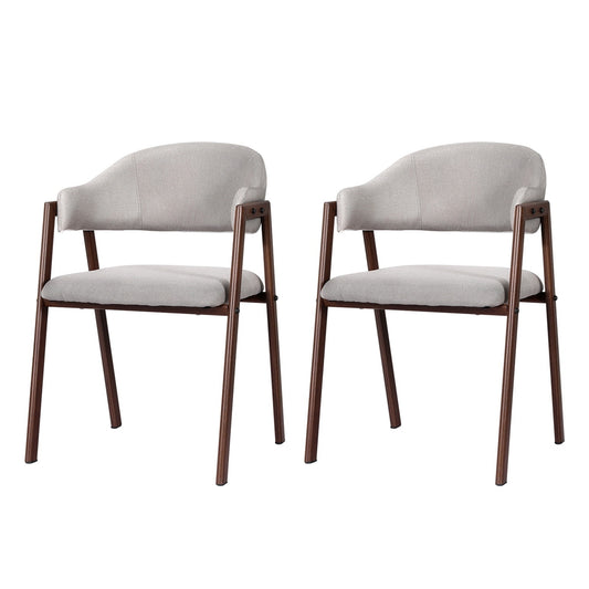Artiss Dining Chairs Set of 2 Linen Hollow Armchair Grey - Cosy Abode