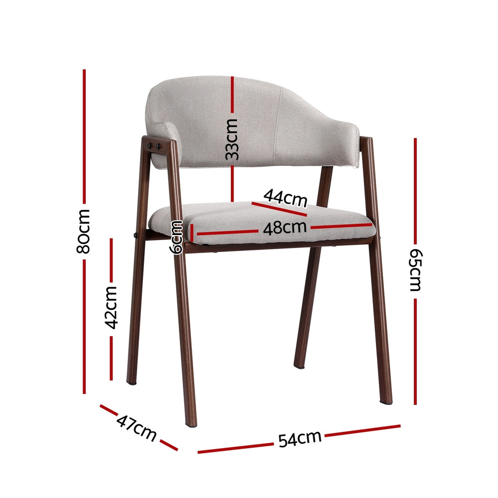 Artiss Dining Chairs Set of 2 Linen Hollow Armchair Grey - Cosy Abode