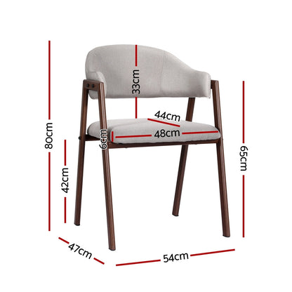 Artiss Dining Chairs Set of 2 Linen Hollow Armchair Grey - Cosy Abode