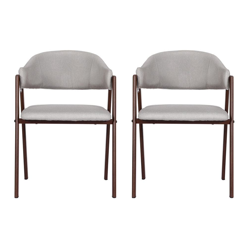 Artiss Dining Chairs Set of 2 Linen Hollow Armchair Grey - Cosy Abode