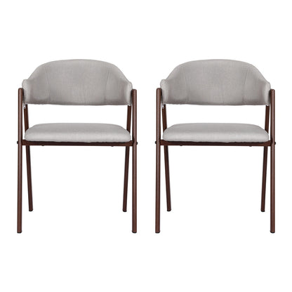 Artiss Dining Chairs Set of 2 Linen Hollow Armchair Grey - Cosy Abode