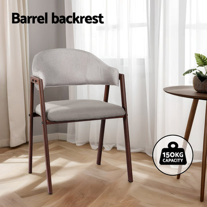 Artiss Dining Chairs Set of 2 Linen Hollow Armchair Grey - Cosy Abode