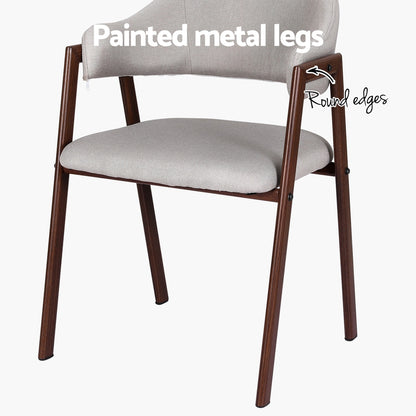 Artiss Dining Chairs Set of 2 Linen Hollow Armchair Grey - Cosy Abode