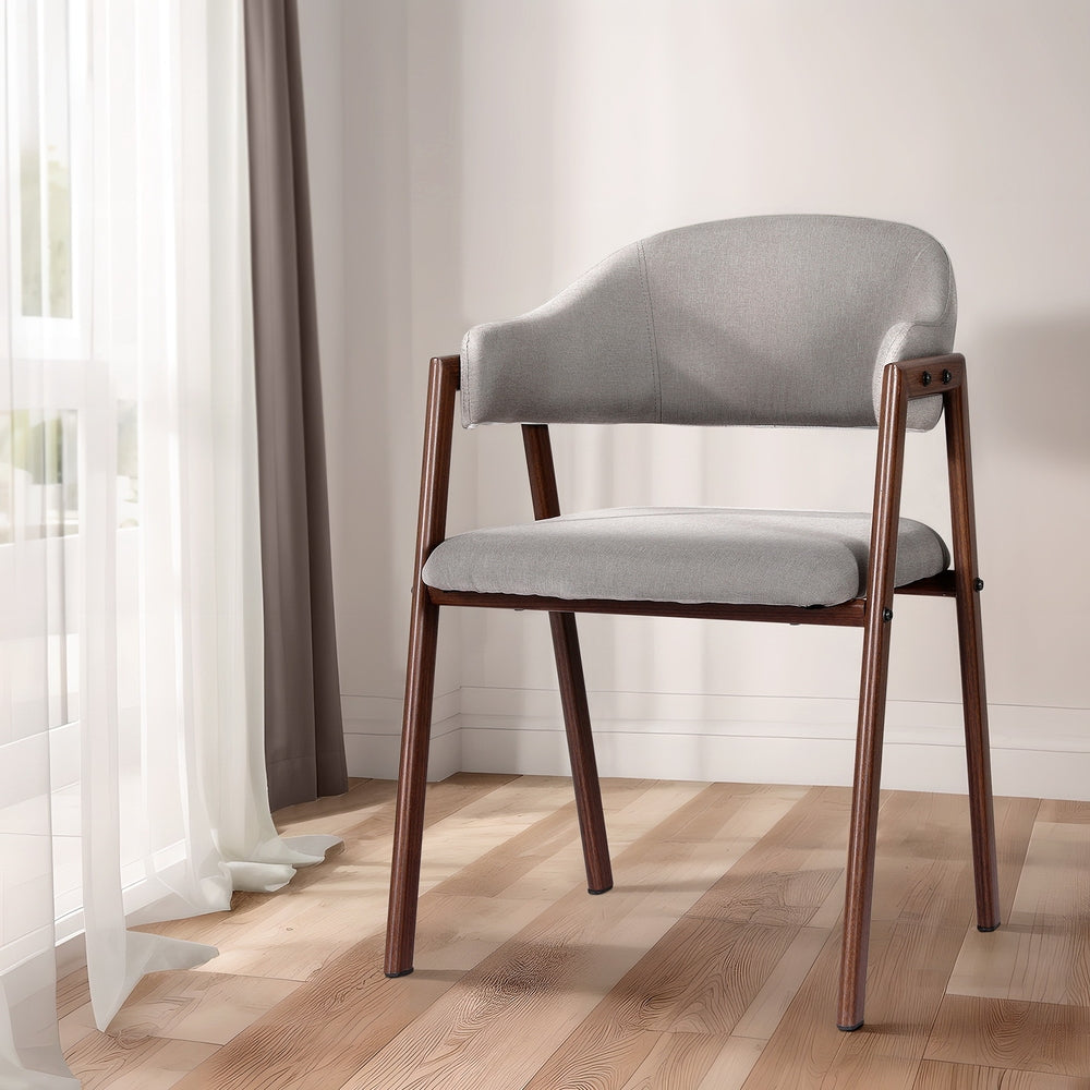 Artiss Dining Chairs Set of 2 Linen Hollow Armchair Grey - Cosy Abode