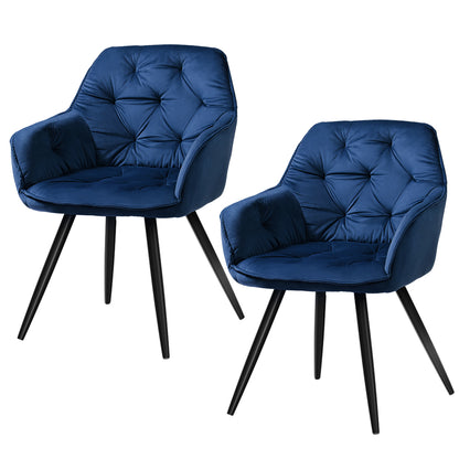 Artiss Dining Chairs Set of 2 Velvet Diamond Tufted Armchair Blue - Cosy Abode