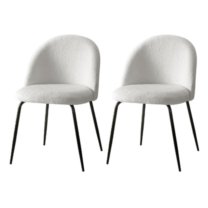 Artiss Dining Chairs Set of 2 Sherpa Boucle White - Cosy Abode