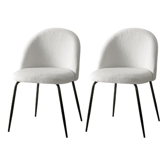 Artiss Dining Chairs Set of 2 Sherpa Boucle White - Cosy Abode