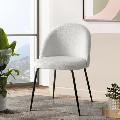 Artiss Dining Chairs Set of 2 Sherpa Boucle White - Cosy Abode